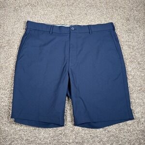Peter Millar Salem Classic Fit Mens Navy Blue Flat Front Golf Shorts Size 36